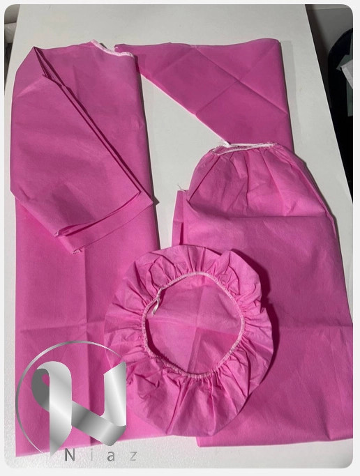 ست بیمار زنانه (گان کلاه شلوار) یکبار مصرف